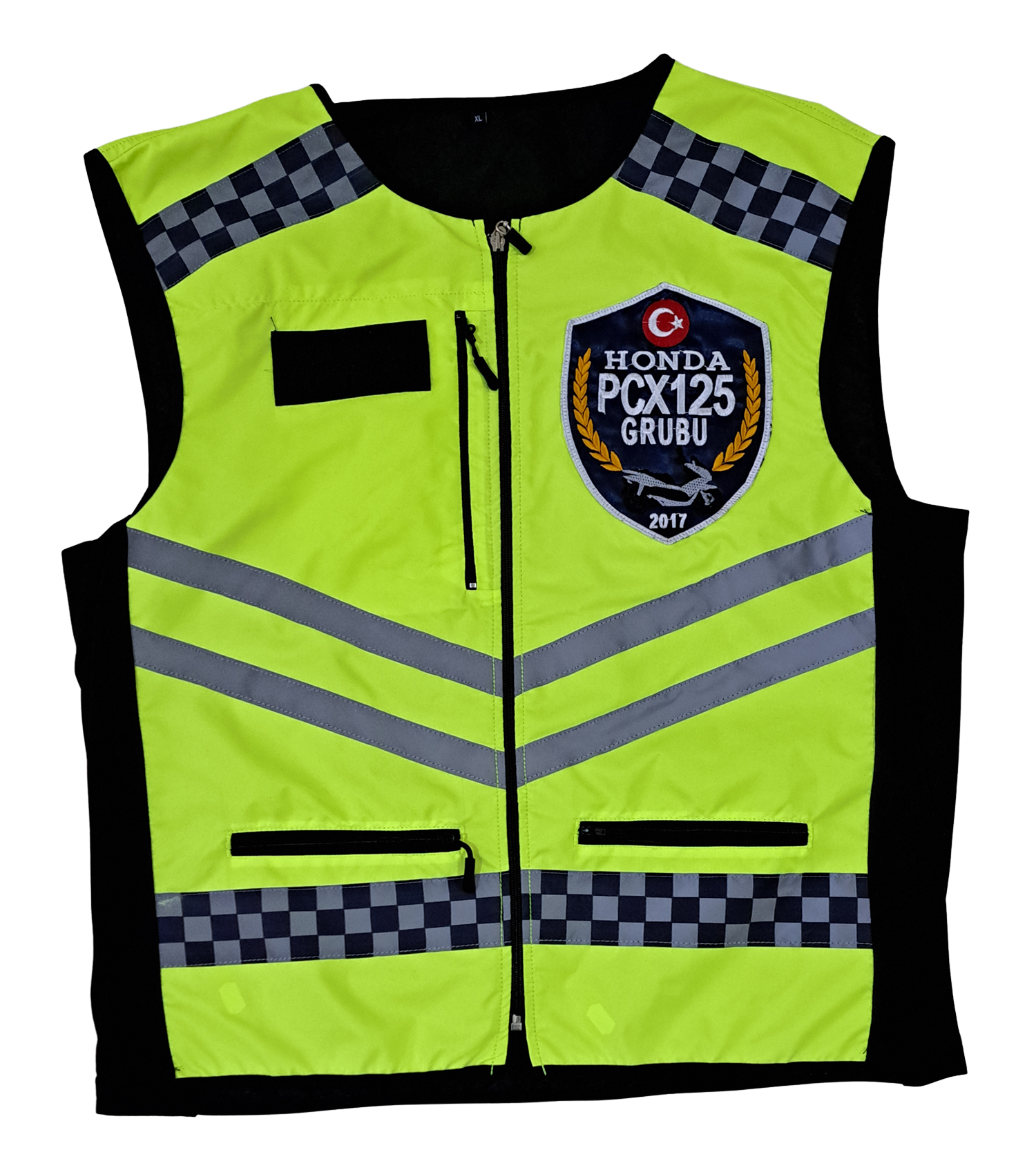 Grup Logolu Reflektif Sarı Motorcu Yeleği